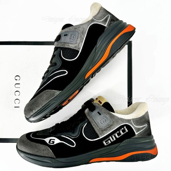 NEW GUCCI Ultrapace Low Top Suede Leather Sneakers G 8 / US 8.5 Men's $950 - Picture 4 of 13